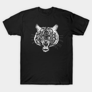 Hand drawn Tiger Angry Face - Roaring T-Shirt